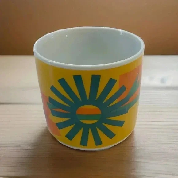 Vintage Cartwheel Coffee Cup of Sunshine Colorful Ceramic Mug Coffee/Tea - Picture 2 of 7